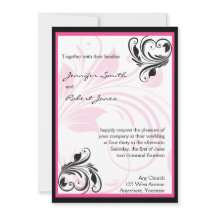 Invitación a la boda floral rosa negro y oscuro