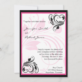 Invitación a la boda floral rosa negro y oscuro