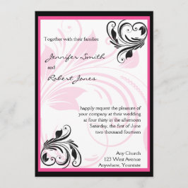 Invitación a la boda floral rosa negro y oscuro