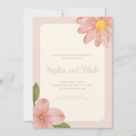Invitación a la boda floral rosa pálido