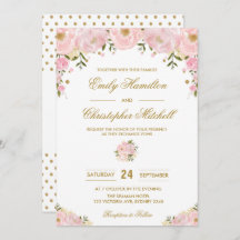 Invitación a la boda floral rosa Rubor Confetti de