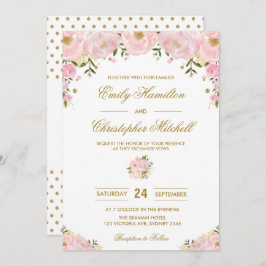 Invitación a la boda floral rosa Rubor Confetti de