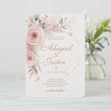 Invitación a la boda floral rosa Rubor Flores blan