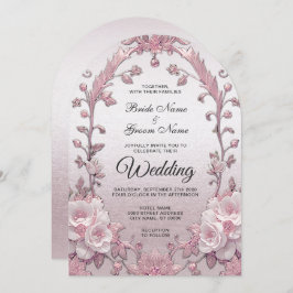 Invitación a la boda floral rosa única