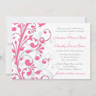 Invitación a la boda floral rosa y blanca