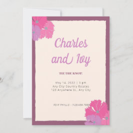 Invitación a la boda floral rosa y púrpura