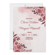 Invitación a la boda floral rosa y roja