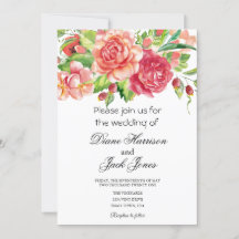 Invitación a la boda floral rosa y rosa
