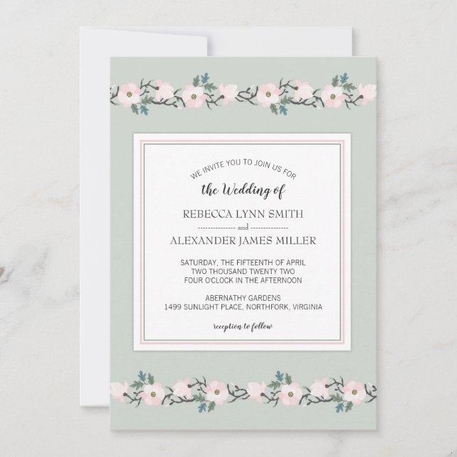 Invitación a la boda floral rosada con sabores mod (Anverso)