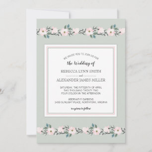 Invitación a la boda floral rosada con sabores mod