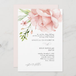 Invitación a la boda floral rosada moderna
