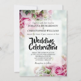 Invitación a la boda floral Rose Bouquet Pink Past