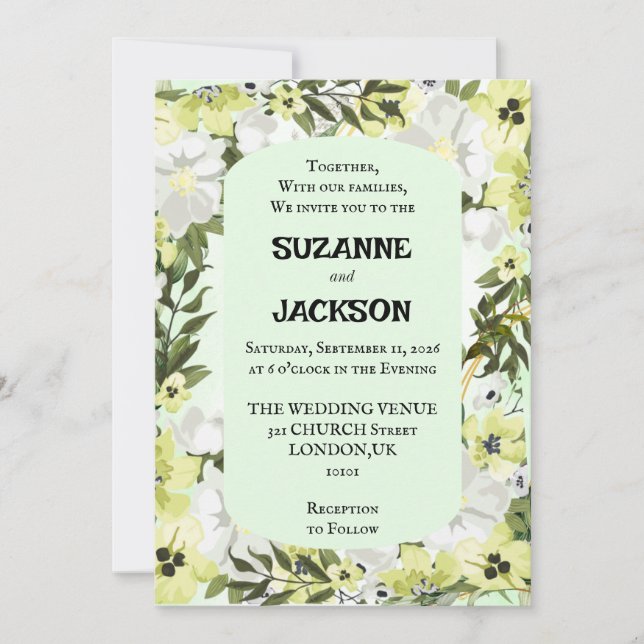 Invitación a la boda floral rusa neutra (Anverso)