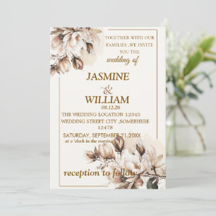Invitación a la boda floral Rustic Neutral Boho
