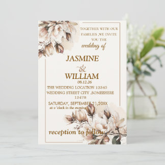 Invitación a la boda floral Rustic Neutral Boho