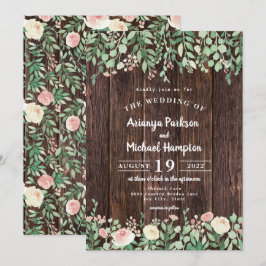 Invitación a la boda floral Rustic Wood Rubor