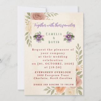 Invitación a la boda floral rústica