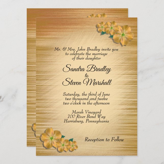 Invitación a la boda floral rústica (Anverso / Reverso)