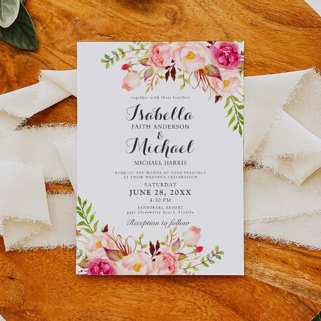 Invitación a la boda floral rústica (Subido por el creador)