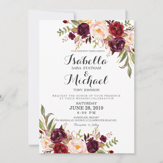 Invitación a la boda floral rústica-01 (Anverso)