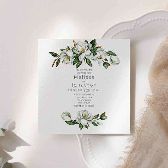 Invitación a la boda floral rústica de la Magnolia (Subido por el creador)