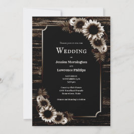 Invitación a la boda Floral rústica de madera oscu