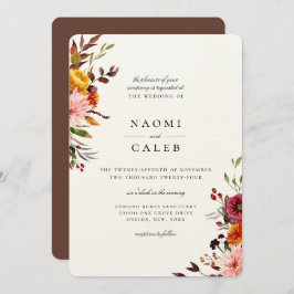 Invitación a la boda floral rústica de otoño