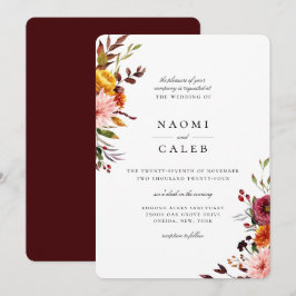 Invitación a la boda floral rústica de otoño