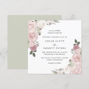 Invitación a la boda floral Rústica de rosa rosa R