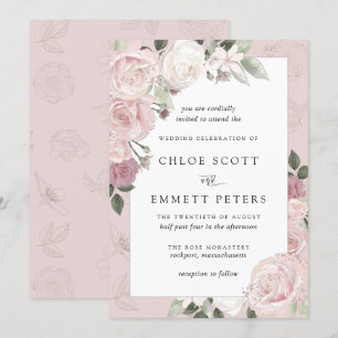 Invitación a la boda floral Rústica de rosa rosa R