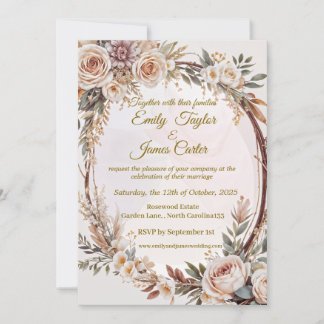 Invitación a la boda floral rústica de Rubor
