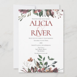 Invitación a la boda floral rústica en otoño
