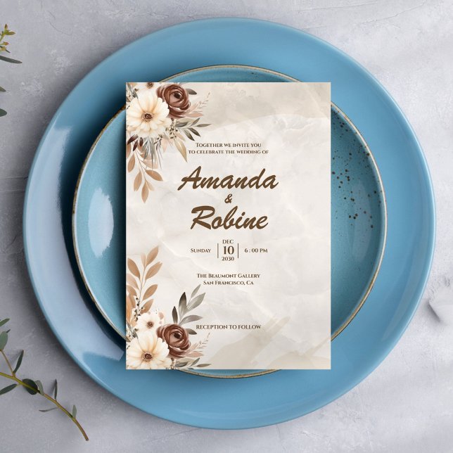 Invitación a la boda floral rústica moderna (Subido por el creador)