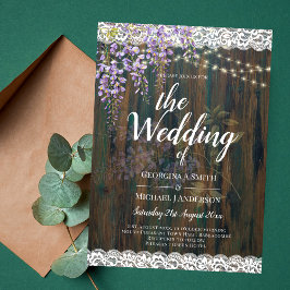 Invitación a la boda floral rústica Wisteria Lace