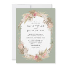 Invitación a la boda floral Sage Green Boho