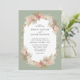 Invitación a la boda floral Sage Green Boho