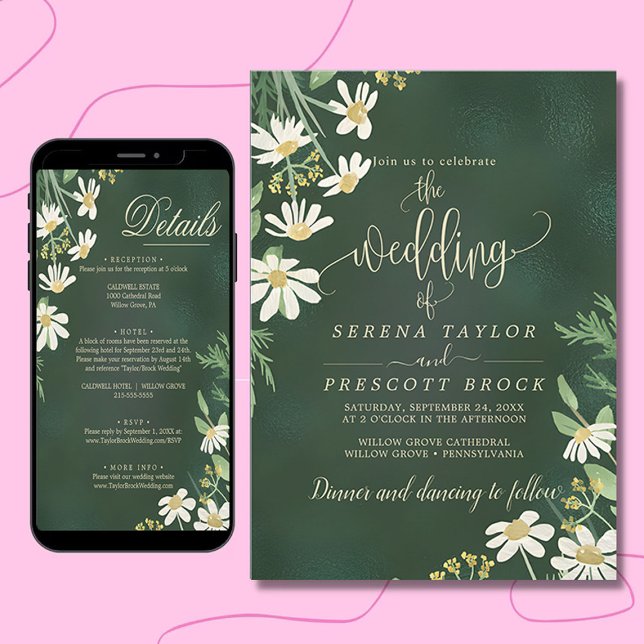 Invitación a la boda floral Sage Green descargable (wedding invitation)