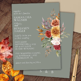 Invitación a la boda floral Sage Green Fall