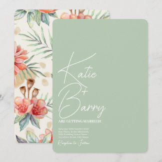 Invitación a la boda floral Sage moderna y simple
