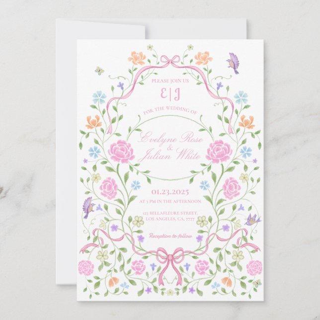 Invitación a la boda floral sensacional (Anverso)