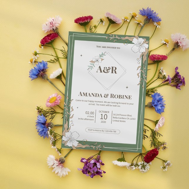 Invitación a la boda floral simple (Subido por el creador)