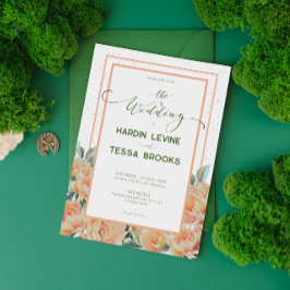 Invitación a la boda floral simple Peach Green