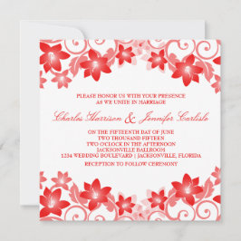 Invitación a la boda floral simple y roja