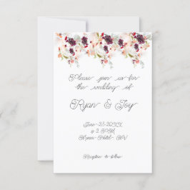 Invitación a la boda floral simplista rosa/rosa
