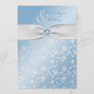 Invitación a la boda floral Sky Blue y Silver