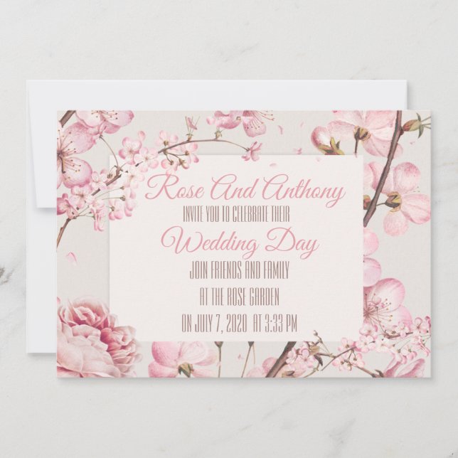 Invitación a la boda floral suave (Anverso)