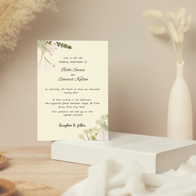 Invitación a la boda floral suave (Subido por el creador)