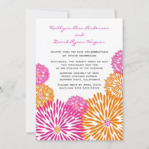 Invitación a la boda floral Tangerina y Rosa