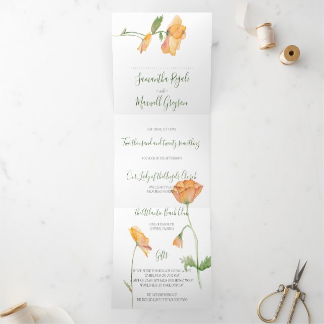 Invitación a la boda floral todo en uno (Interior)