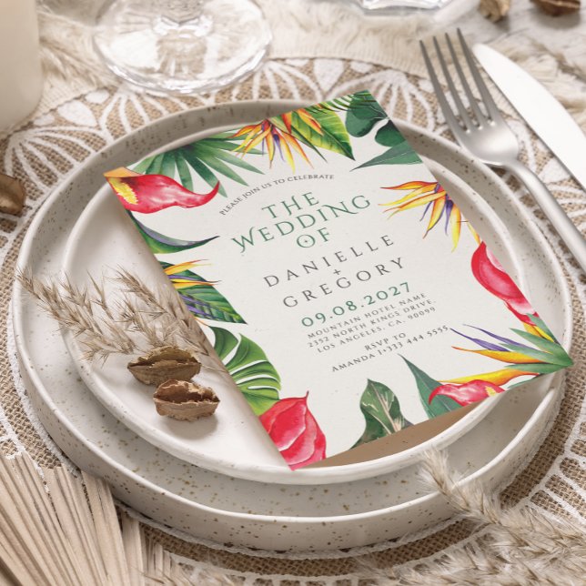 Invitación a la boda floral tropical con floración (Subido por el creador)